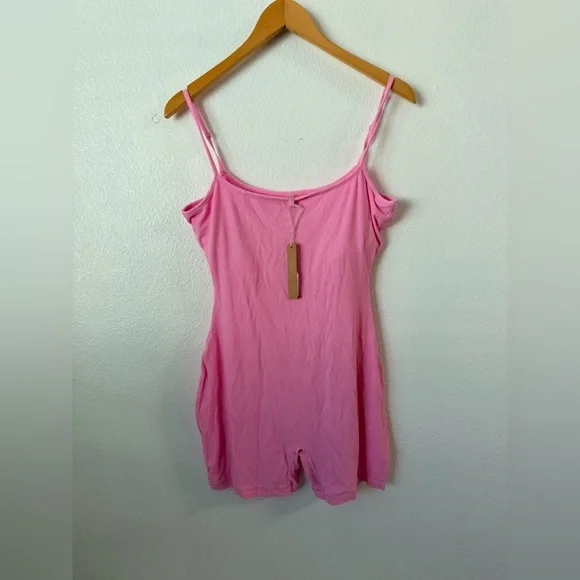 SKIMS Ribbed Soft Lounge Scoop One Piece Romper Bubblegum Sz XL OS-MDT-2695 - Picture 1 of 5